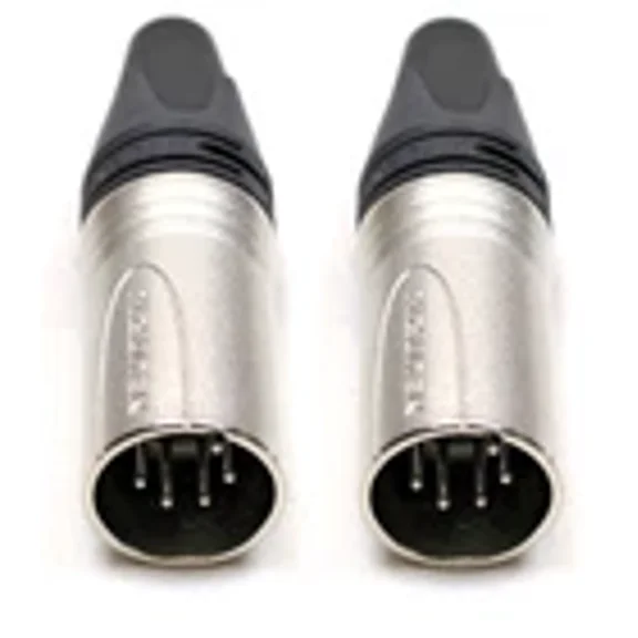 (2) Two Genuine NEUTRIK NC5MXX 5-Pin DMX Male XLR Cable Mount Connector Nickel