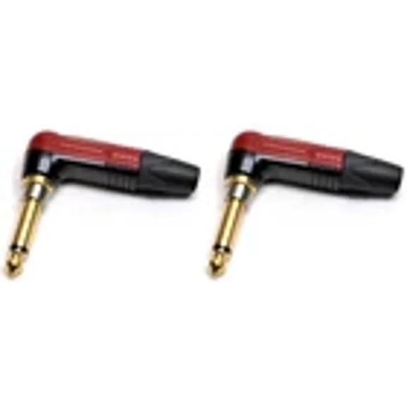 (2) Two Genuine NEUTRIK NP2RX-AU-SILENT Right Angle 1/4" Plug Gold Contact Red Shell