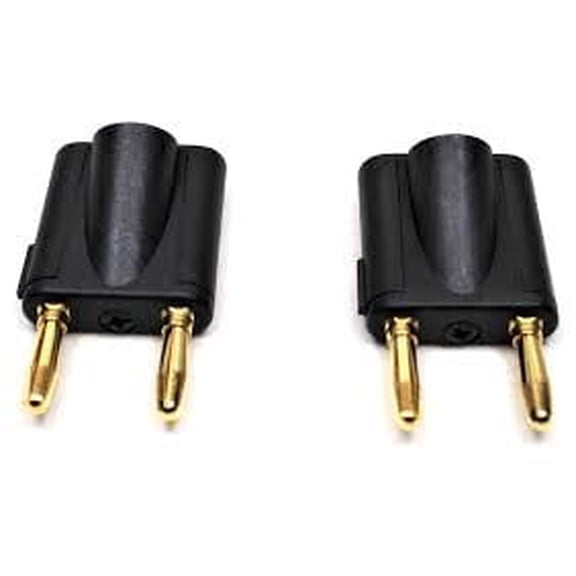 (2) Two Genuine REAN NYS508-B Dual Black Banana Plug for 6mm(.24") to 10mm(.39")