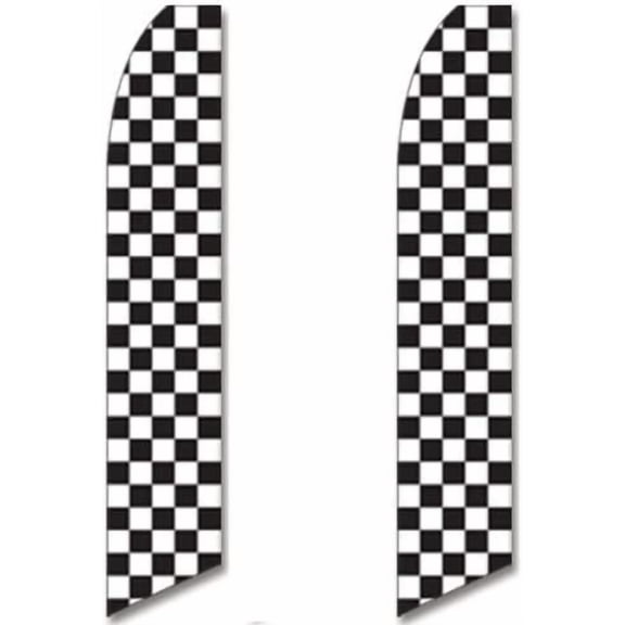 2 (Two) Pack Tall Swooper Flags Black White Race Check Checkered Flag$$Other