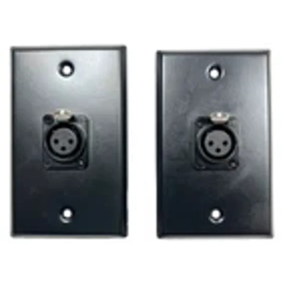 (2) Two XLR Single Wall Plates w/ NEUTRIK NC3FD-L-B-1 Female 3 Pin BLACK SteelJ H