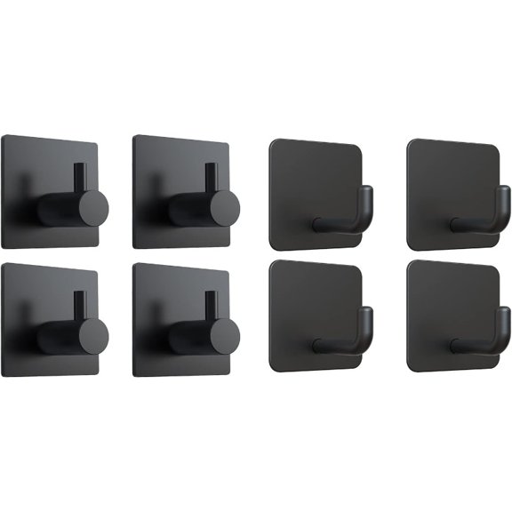 2 Types of Black Adhesive Hooks Bundle