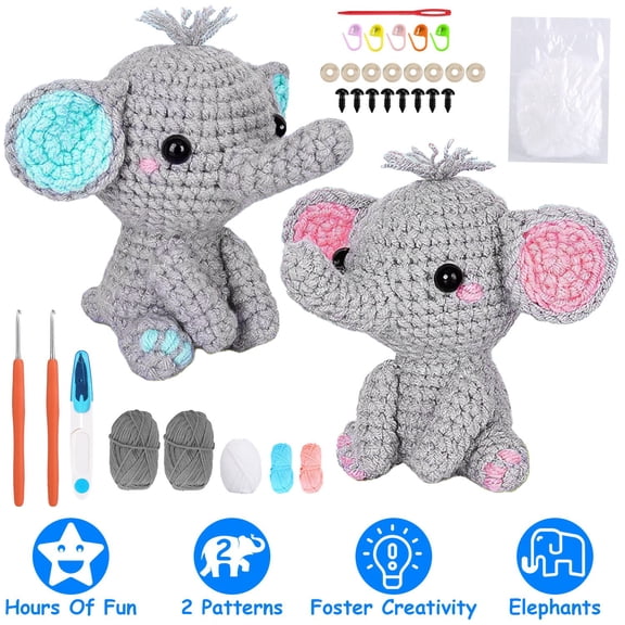 2 Types of Elephants  for Beginners  DIY Knitting Supplies for Kids Adults