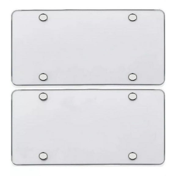 2 UNBREAKABLE CLEAR FLAT LICENSE PLATE MOUNT HOLDER FRAME BUMPER SHIELD COVER