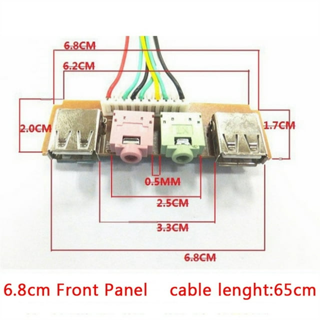 2 USB PC Computer Case 6.8CM Front Panel USB Audio Port Mic Earphone