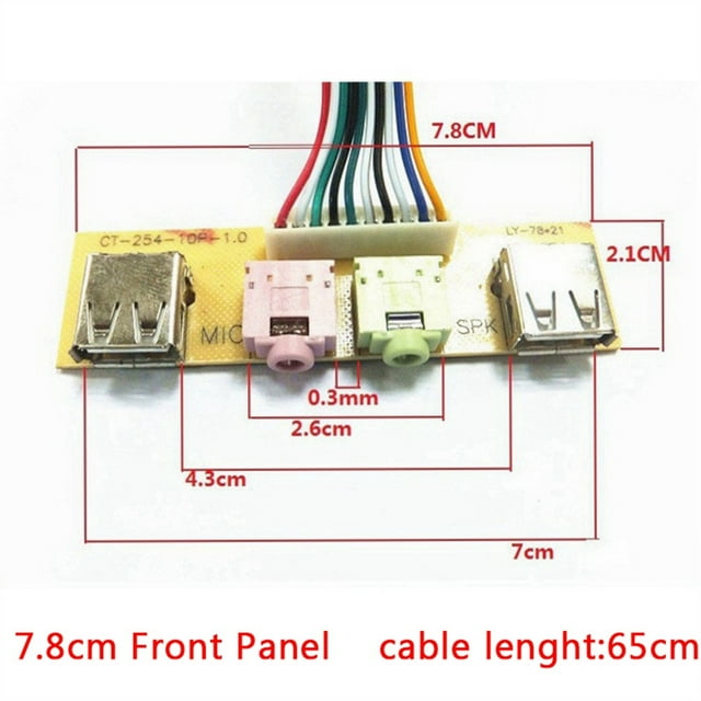 2 USB PC Computer Case 7.8CM Front Panel USB Audio Port Mic Earphone