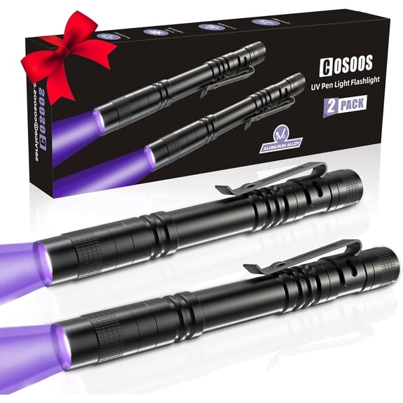 2 UV Light Flashlight, Pack 395nm Mini Pen with Clip, Waterproof Ultraviolet Flashlight for Leak, Pet Urine, Scorpion, Hotel Inspection, Dry Stain and Bed Bug.