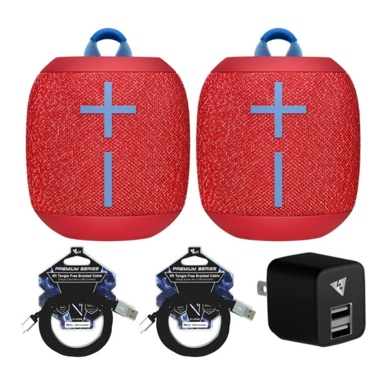 2 Ultimate Ears WONDERBOOM 2 Bluetooth Speakers with 2 Cables and AC Adapter