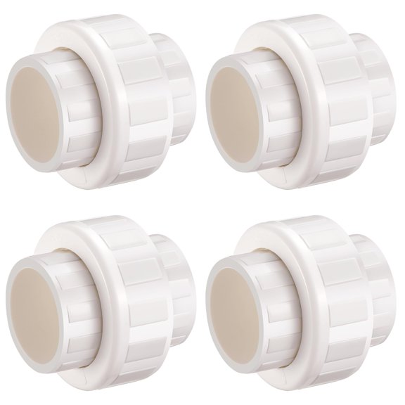 2 Union Coupling Pipe Fitting (Socket x Socket), 4 Pcs Schedule 40 Heavy Duty Union Coupling Pipe Fitting for DIY PVC Creations.