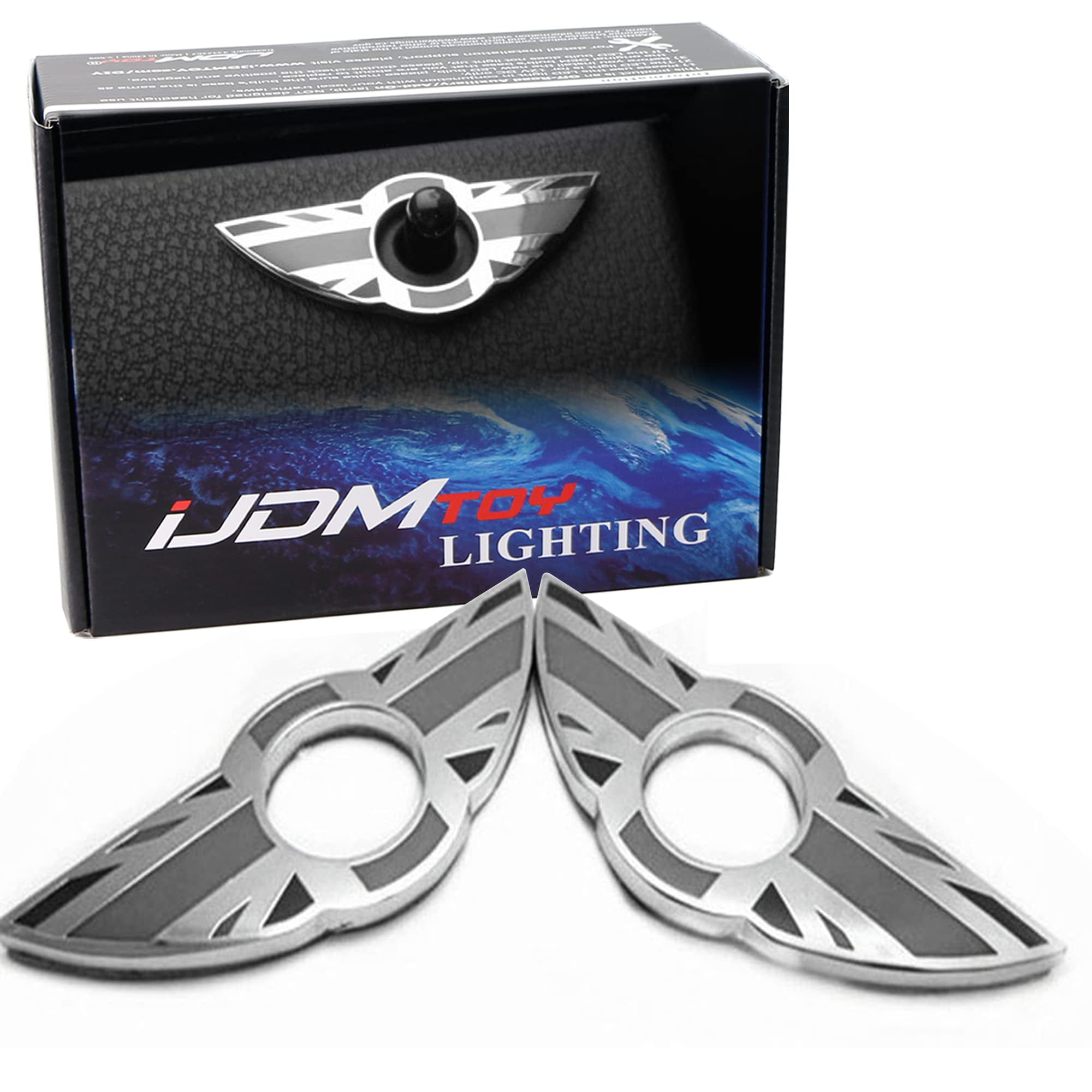 (2) Union Jack Style Wing Emblem Rings For Mini Cooper R55 R56 R57 R58 ...