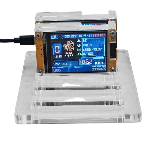 2-Unit Crypto Miner Kit with 4-Slot Stand, 2 Data Cables (Random Color), Acrylic Case Packaging
