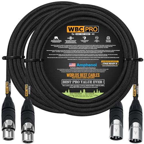 2 Units - 25 Foot - WBC-PRO-Quad Ultra-Silent Ultra-Flexible Balanced Star-Quad Cable with Amphenol Male & Female XLR Plugs & Black Tweed Jacket$$Music