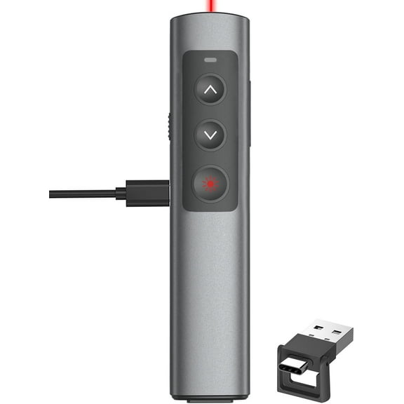 (2 Units) Wireless Presentation Clicker for PowerPoint, Wireless Presenter Remote with Laser Pointer Slide Clickers for Mac/Windows/Linux, Computer/Laptop, Google Slide/PPT/Keynote