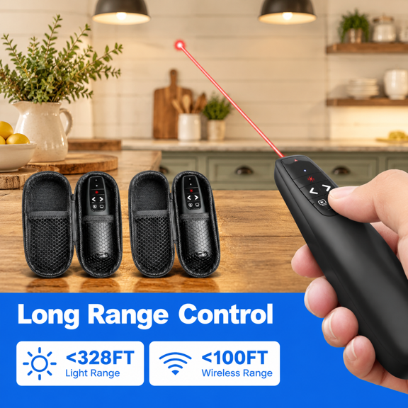 2 Units with Case Wireless Presentation Remote Clicker with Pointer