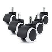2 Universal Computer Office Chair Wheels Caster Heavy Duty Max-Bearing 530lbs Replacement No Noise Rubber Chair Casters Standard Size Stem 7/16 Inch 11mm X 22mm Set of 5