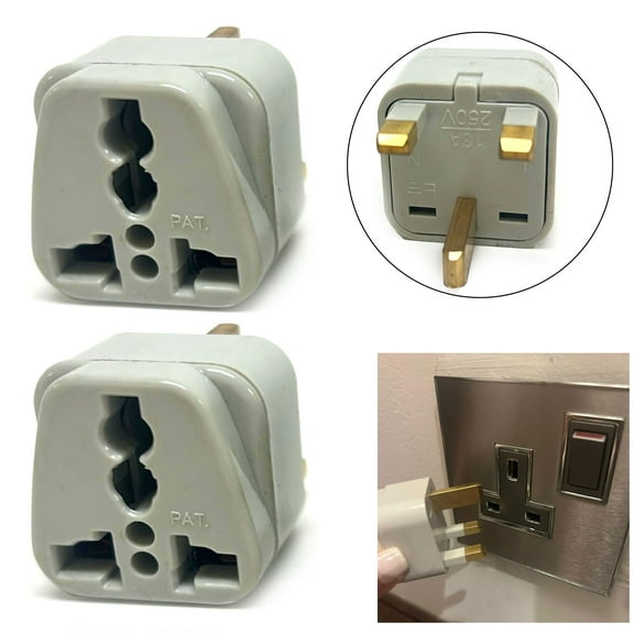2 Universal Outlet Power Plug Adapter Type G AC Converter Dubai UAE EU AU US UK