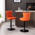 thumbnail image 1 of Of 2 Upholstered Orange Velvet , Adjustable Seat 25-33 Inch, Back , 17.7 Inch Base For Home And Kitchen Modern - Height Base, Comfortable With Backs Pub Island,, 1 of 6