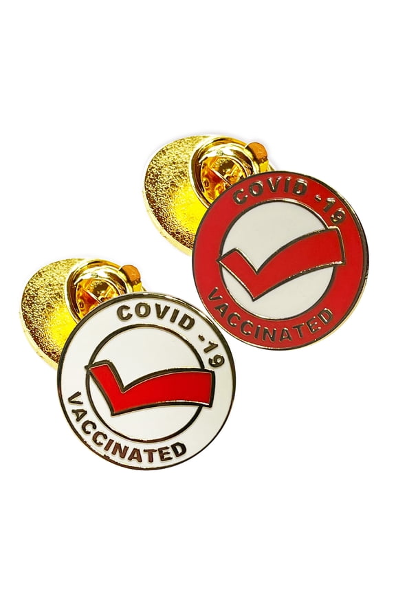 2 Vaccinated COVID-19 Coronavirus enamel Lapel Pin Covid19 Bage gold plated pin Brooch memorial for bag shirt alert symbol