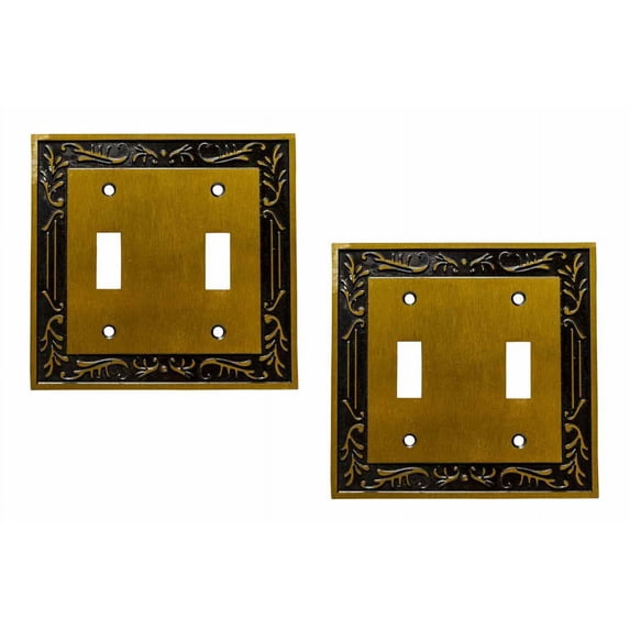 2 Victorian Switch Plate Double Toggle Antique Solid Brass | Renovator's Supply