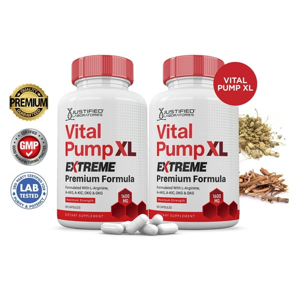 (2) Vital Pump XL Extreme Pills 1600MG Premium Formula Proprietary Blend for Men's Health 120 Capsules
