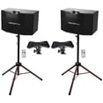 thumbnail image 1 of (2) Vocopro SV-500 3-Way 10" Karaoke Speakers+Stands w/LED's+Remote SV500, 1 of 11