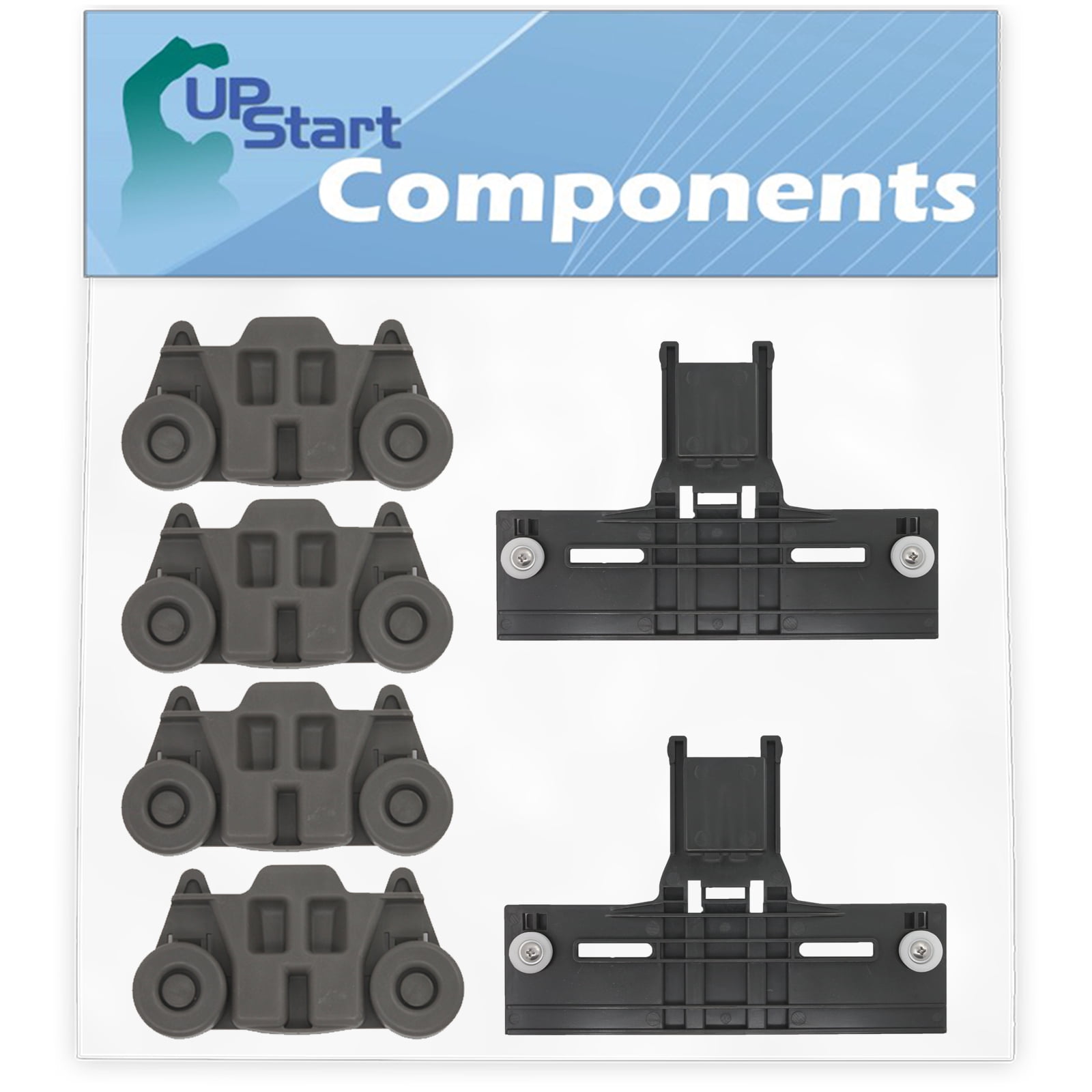 2 W10350376 Top Rack Adjuster & 4 W10195416 Lower Dishwasher Wheel Replacement for KitchenAid KUDE50CXSS0 Dishwasher - Compatible with W10350376 Rack Upper Top Adjuster & W10195416 Dishrack Wheel Kit