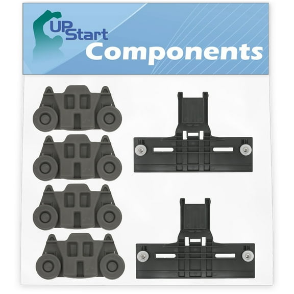 2 W10350376 Top Rack Adjuster & 4 W10195416 Lower Dishwasher Wheel Replacement for KitchenAid KUDE50CXSS0 Dishwasher - Compatible with W10350376 Rack Upper Top Adjuster & W10195416 Dishrack Wheel Kit