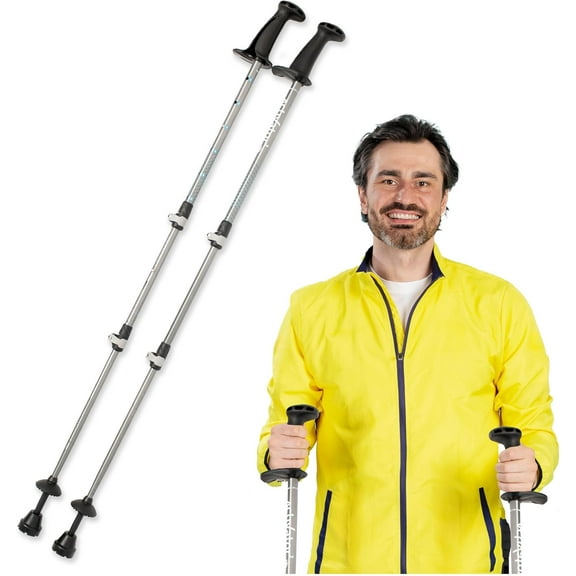2 Walking Poles  1 Pair  CoreGrip for Stability, Weight-Bearing, Recovery & Core Strength  Adjustable, Collapsible, Lightweight, Compact & Ideal for Travel or 6FT+ Users