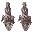 thumbnail image 1 of 2 Wall Mount Bottle Opener Mermaid Nautical Bar Decor Lot of 2 Rustic Cast Iron, 1 of 2