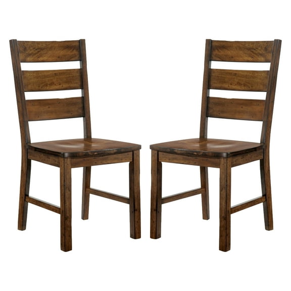 2 Walnut Wooden Back Dining Chairs - Stylish Walnut Style Seat