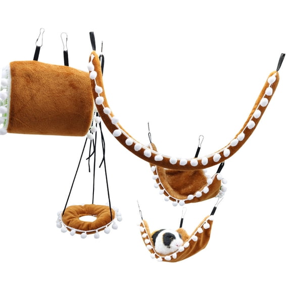 2. Washable 5PCS Hamster Activity with Foldable Bed, Swing & Exercise Tunnel | Compact Habitat Design