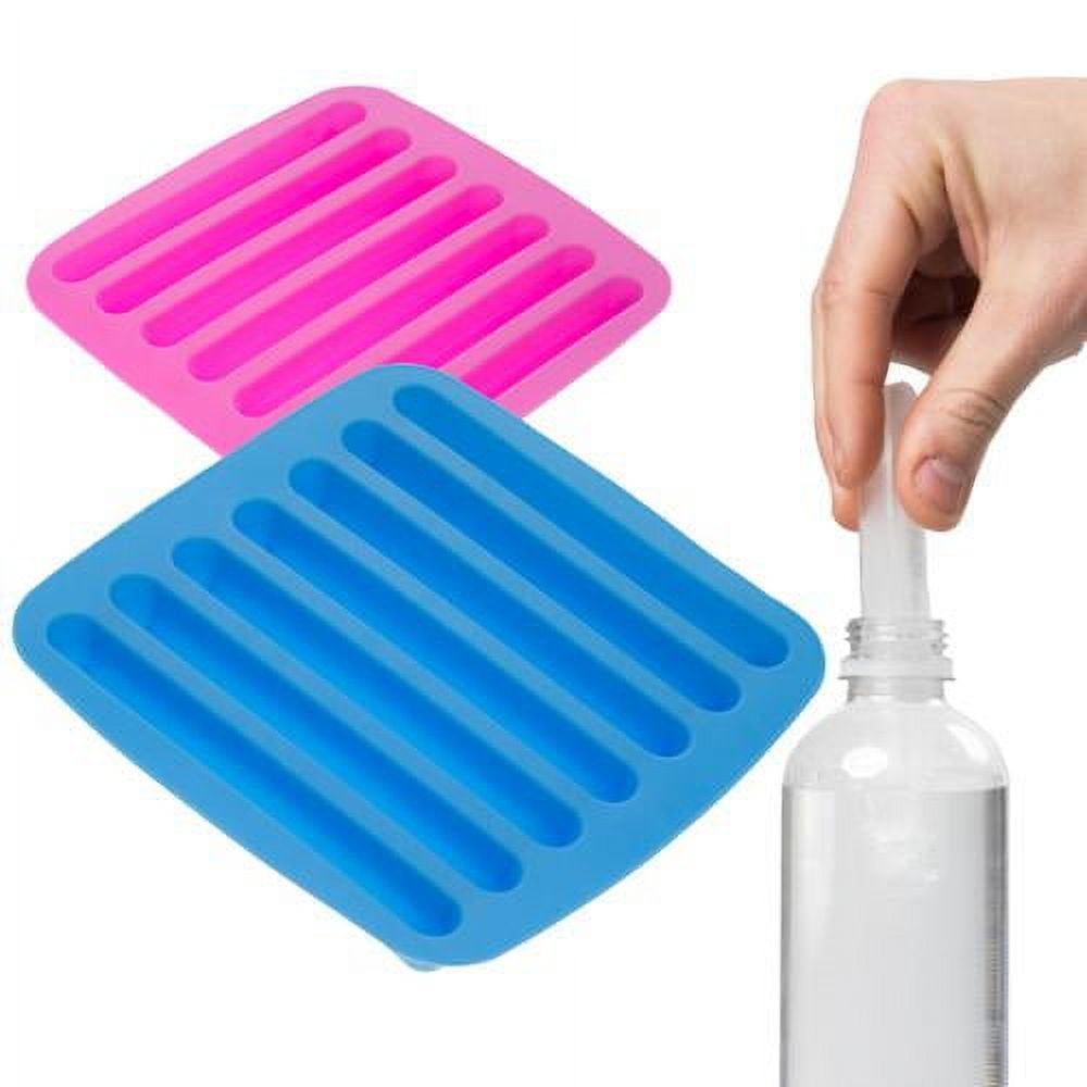 Set of 3 Water Bottle Ice Cube Trays, Round & Ice Tube Trays Silicone Fun  Colors