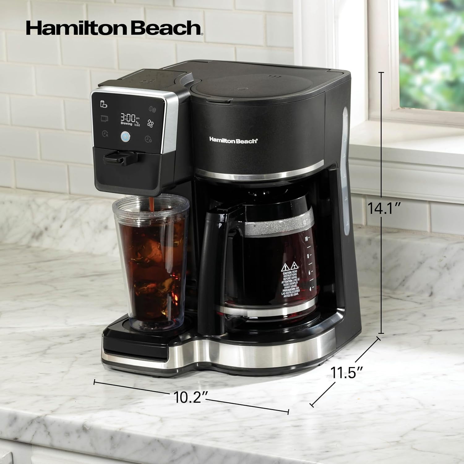 2-Way 12 Cup Programmable Drip Hot and Iced Coffee Maker & Single Serve ...
