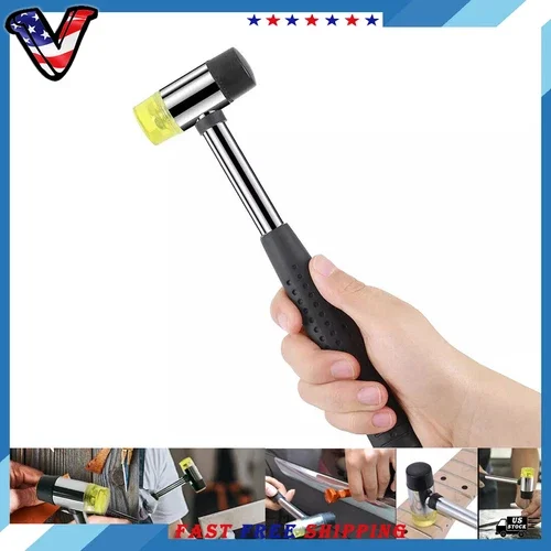 2-Way 25Mm Mini Small Rubber And Nylon Head Face Mallet Hammer Handle Shaft