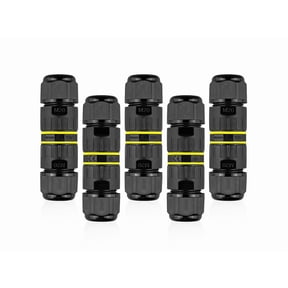 2 Way 3 Pin Junction Box IP68 Outdoor Waterproof Electrical Cable Connector, M20 Wire Range(5-12mm), Suitable for Repair and Extend Power Cables, 5-Pack