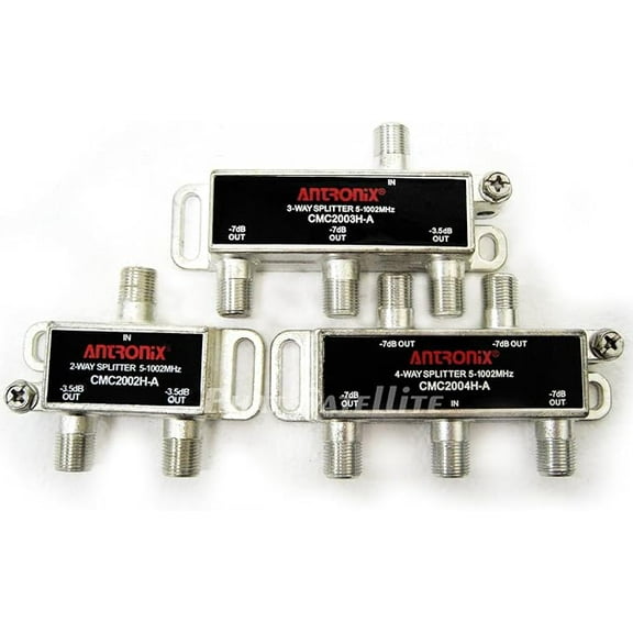 2-Way 3-Way 4-Way Signal Splitter Package Professional Grade Heavy Duty Balanced 5-1002MHz Corrosion Resistant Plating For RG6 RG59 RG7 RG8 RG-11 Coaxial Cables Charter Time Warner Comcast HDTV