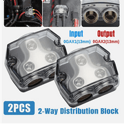 2 Way Amp Power Ground Distribution Block, 0 Gauge in 0 Gauge Out Amp Distribution Block Splitter for Car Boat Audio. (2pcs)