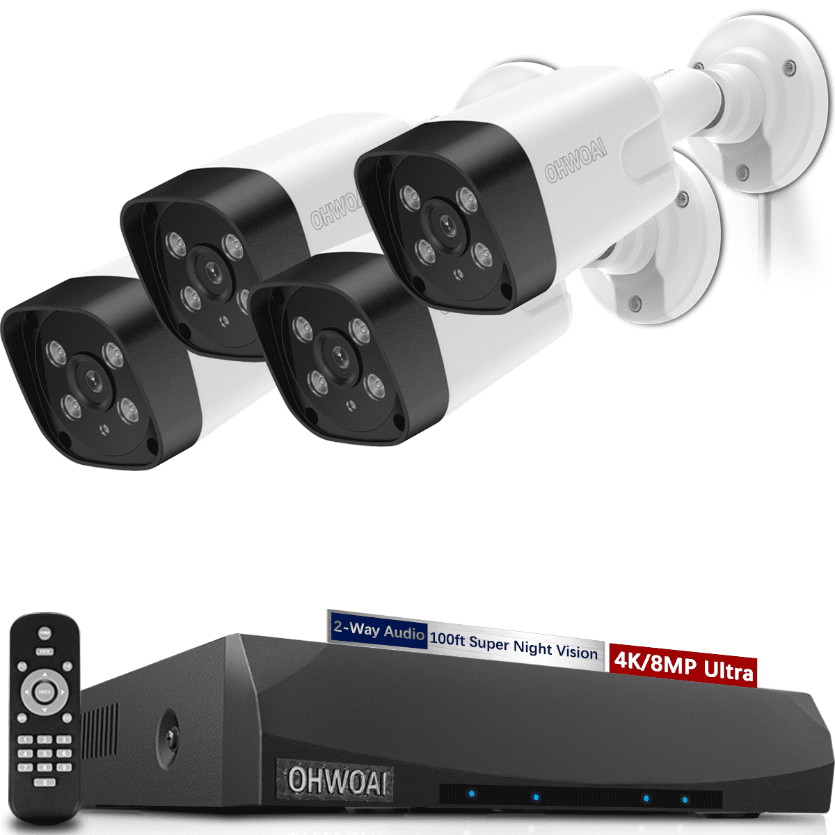 《2 Way Audio & 100 ft Night Vision》4K Ultra 8.0MP POE Security Camera