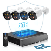OHWOAI 4K POE Security Camera System, 4 Wired Cameras with 2 Way Audio, POE Cameras for Home Security, NVR Video Surveillance Systems