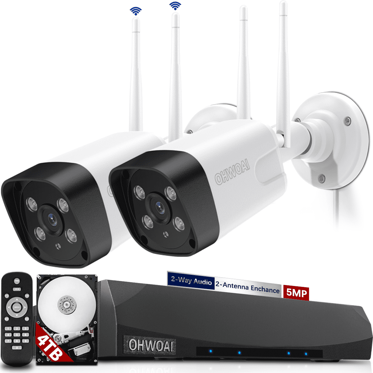 OHWOAI Dual Antennas Wireless Camera Security System for Home,2