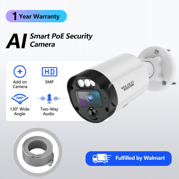 WEILAILIFE 5MP Add on Camera for POE Security Camera System, PIR Motion Detection