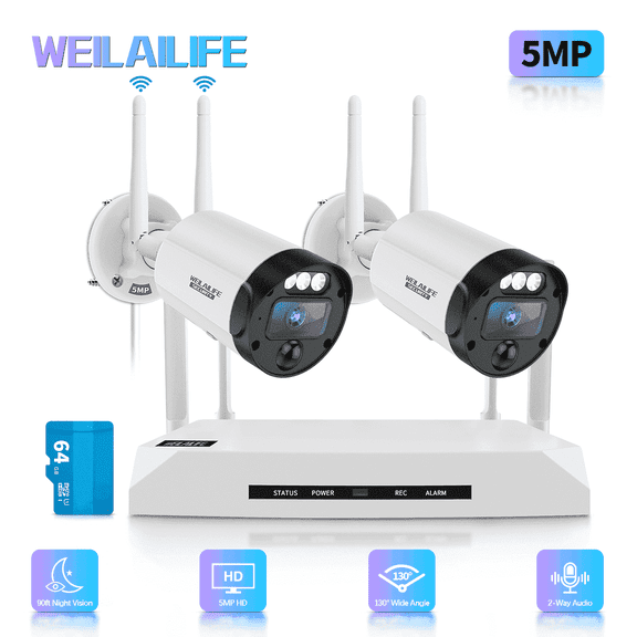 【2-Way Audio】Outdoor Wireless Security Camera System, Home WiFi Video Surveillance Systems