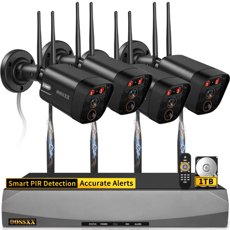 (2-Way Audio & PIR Detection)Dual Antennas Outdoor Wireless Security Camera System 5.5MP Wi-Fi Video Surveillance DVR Recorder System