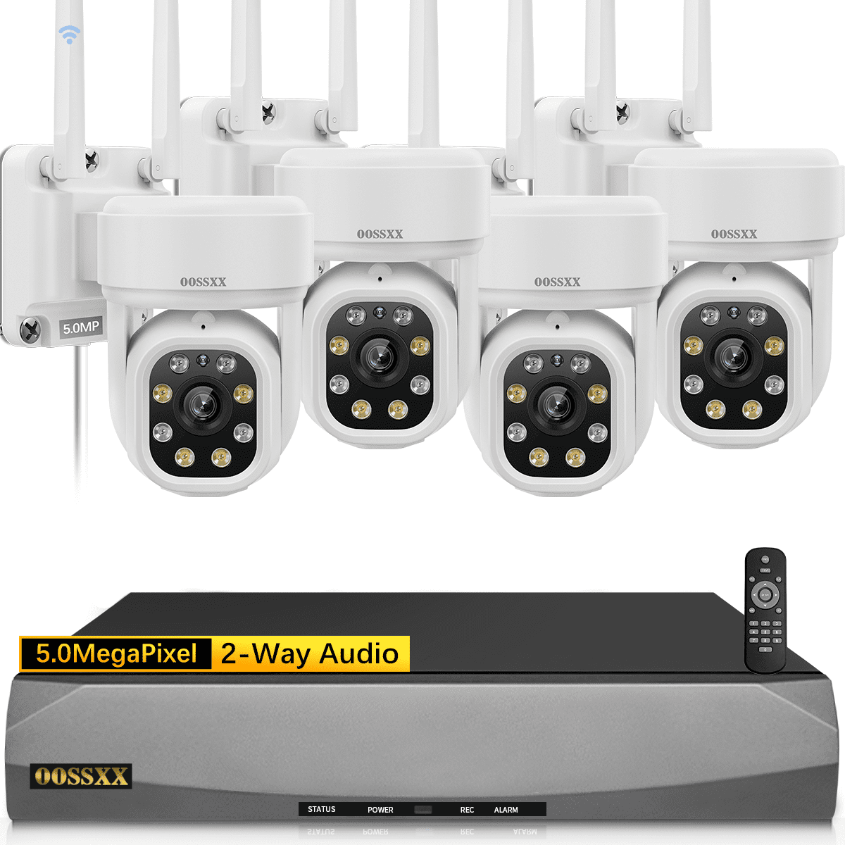 OOSSXX PTZ Outdoor Wireless Security Camera System, 10 Channel 5MP NVR