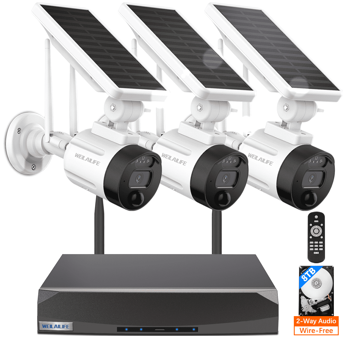 【2Way Audio & Solar Powered】 Wirelesss Outdoor Security Camera Solar