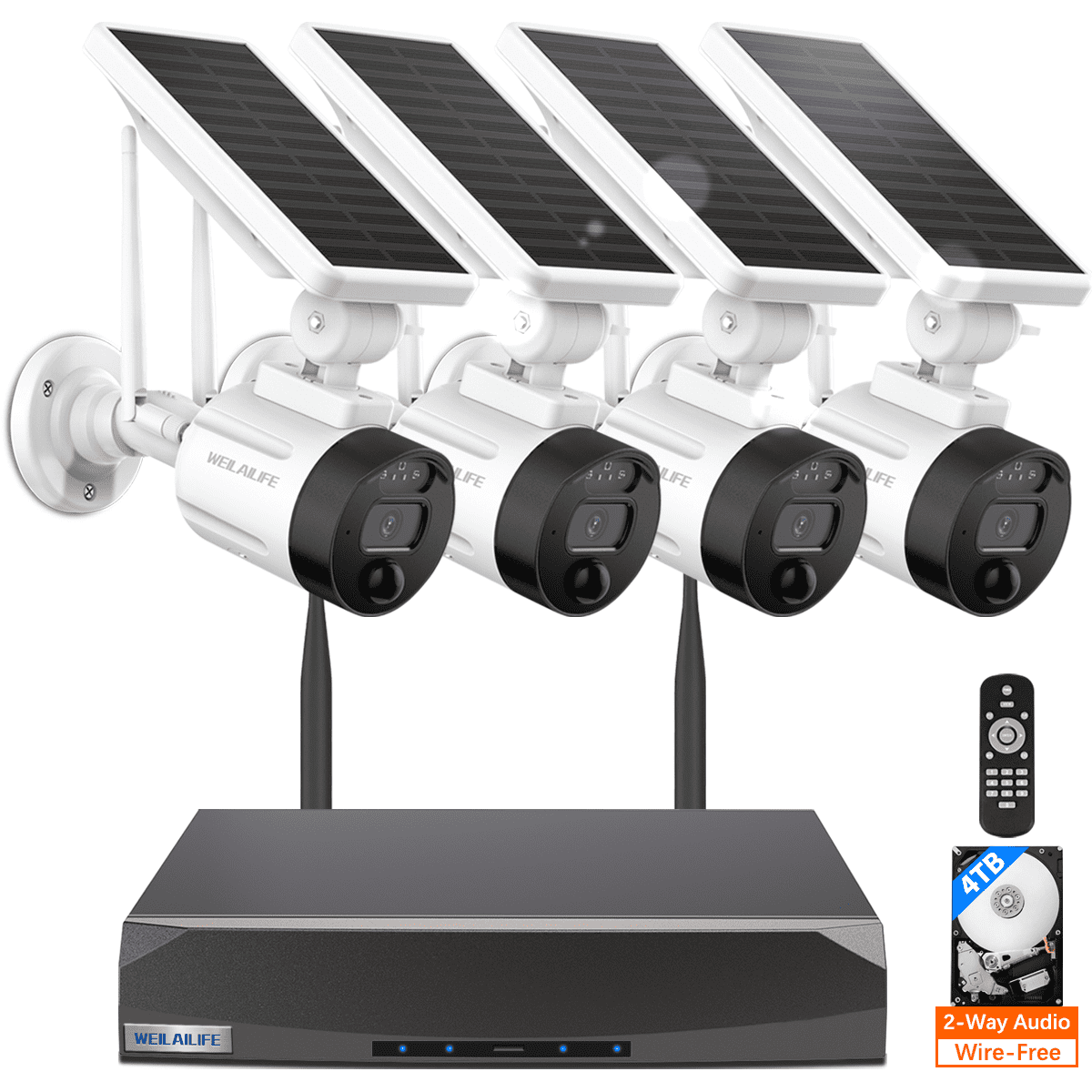 【2Way Audio & WireFree Solar Powered】 Outdoor Solar Battery Wireless