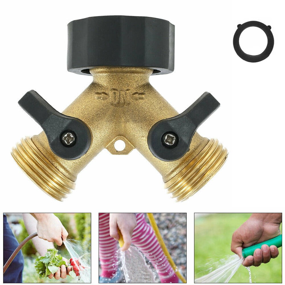 2 Way Brass Tap Adaptor Y Splitter Washing Machine Garden Hose Connector Adaptor Fitting Garden