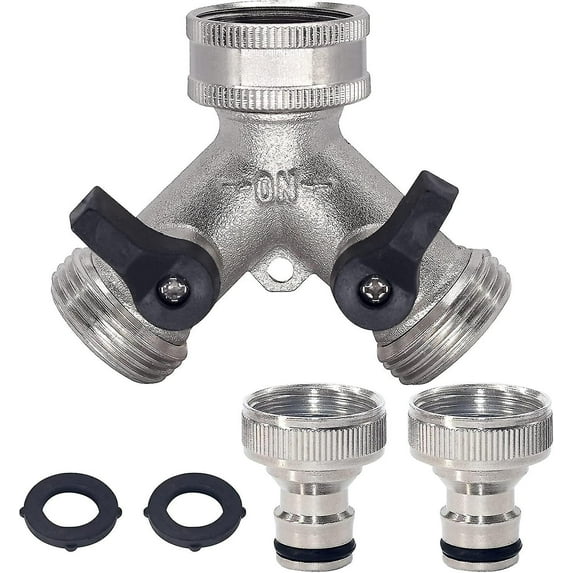 2 Way Brass Tap,garden Hose Splitter, Nickel-plated,two Way Brass Tap Manifold Brass Garden Hose With 2 X3/4 Inch Brass Water Tap Connection