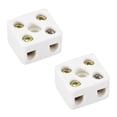thumbnail image 1 of 2 Way Ceramics Terminal Blocks High Temp Porcelain Connectors 21.5x19.5x14.2mm for Electrical Wire Cable 2 Pcs, 1 of 3