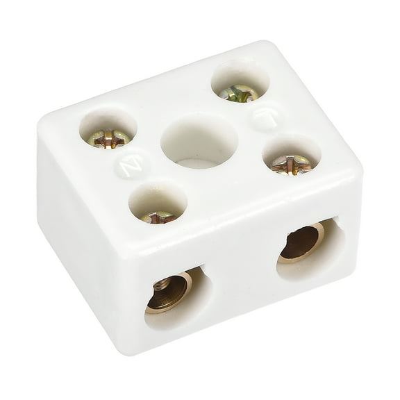2 Way Ceramics Terminal Blocks High Temp Porcelain Connectors 39x31.5x23mm for Electrical Wire Cable